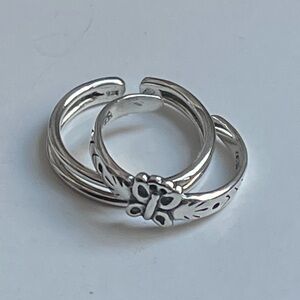 Silver Butterfly Adjustable toe  Rings
